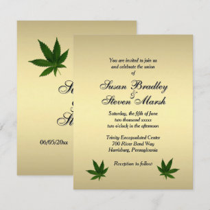 Classy Gold Weed Ticket Uitnodiging voor bruiloft