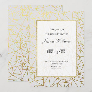 Classy Gold & White 25e verjaardagsfeest Kaart