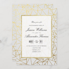Classy Gold & White Engagement Party Kaart