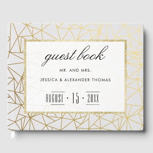 Classy Gold & White Wedding Gastenboek (Voorkant)