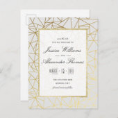 Classy Gold & White Wedding Sla de datum op Aankondigingskaart (Voorkant / Achterkant)