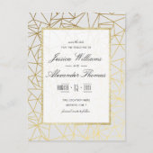 Classy Gold & White Wedding Sla de datum op Aankondigingskaart (Voorkant)