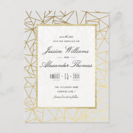 Classy Gold & White Wedding Sla de datum op Aankondigingskaart
