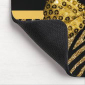 Classy Gold Zebra print FAUX Glitz Bow met naam Muismat (Hoek)
