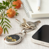 Classy Gold Zebra print FAUX Glitz Bow met naam Sleutelhanger (Zijkant)