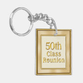Classy Golden 50th Class Reunion Souvenirs Favors Sleutelhanger (Voorkant Links)