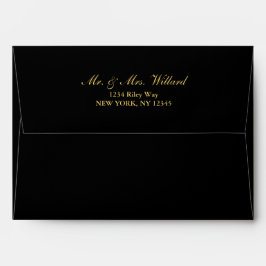 Classy Golden Custom Script Black Envelope Envelop
