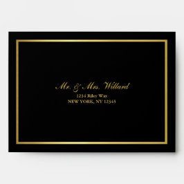 Classy Golden Custom Script Black Envelope Envelop