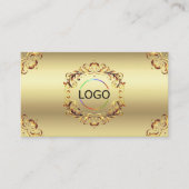 Classy Golden  Decor Logo Foto en QR-code Visitekaartje (Voorkant)