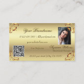 Classy Golden  Decor Logo Foto en QR-code Visitekaartje (Achterkant)