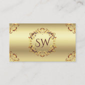 Classy Golden Decor Monogram Foto QR-code Visitekaartje (Voorkant)