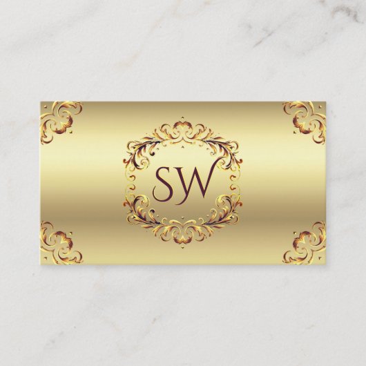 Classy Golden  Decor Monogram Foto QR-code Visitekaartje (Voorkant)