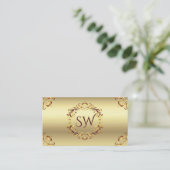 Classy Golden Decor Monogram Foto QR-code Visitekaartje (Staand voorkant)