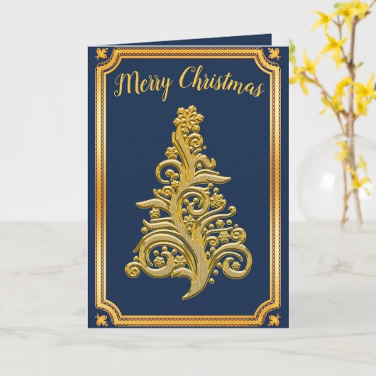 Classy Golden kerstboom Kaart (Gele Bloem)