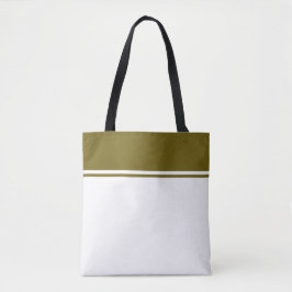 Classy Golden Olive Top Racing Stripes op wit Tote Bag