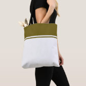 Classy Golden Olive Top Racing Stripes op wit Tote Bag (Dichtbij)