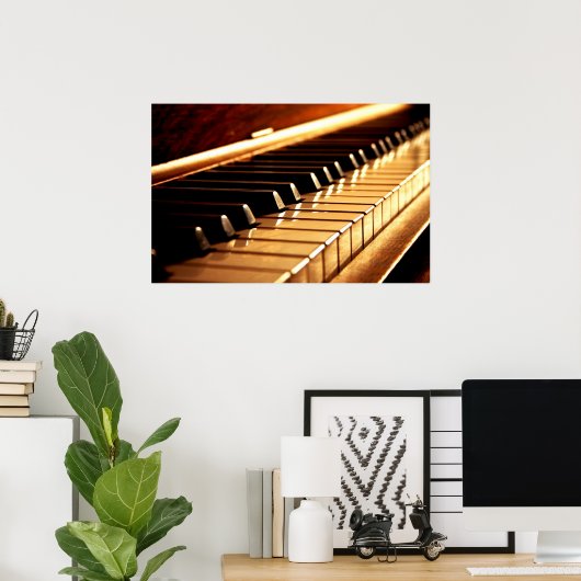Classy Golden Piano Keys Print op Canvas (Thuiskantoor)