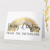 Classy Golden Rainbow Family Name Merry Christmas Kaart (Gele Bloem)