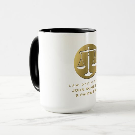 Classy Golden Scales of Justice | Wettelijke Kanto Mok (Voorkant links)