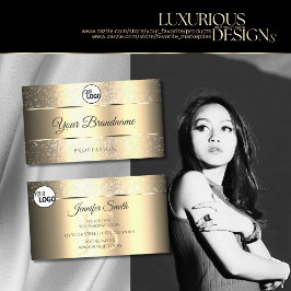 Classy Golden Tiny Glitter Stars Logo en Initialen Visitekaartje