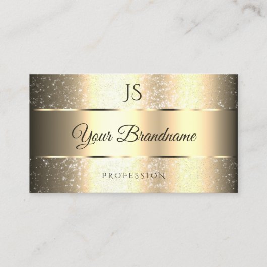 Classy Golden Tiny Glitter Sterren en Initialen Visitekaartje (Voorkant)