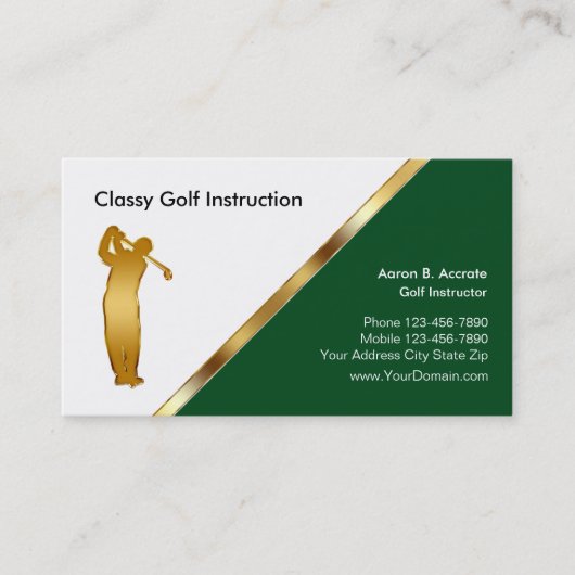 Classy Golf Instructor Visitekaartjes (Voorkant)