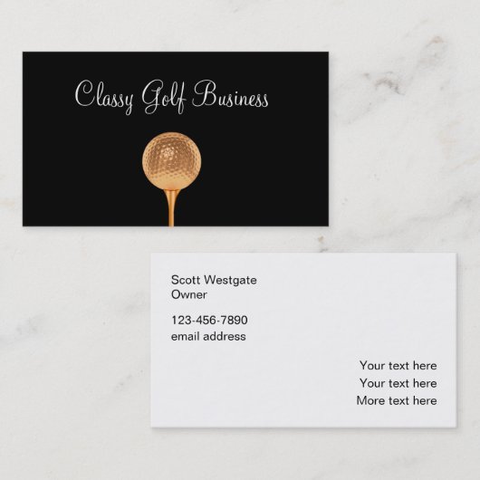 Classy Golf Visitekaartjes Gold Golf Ball (Voorkant / Achterkant)