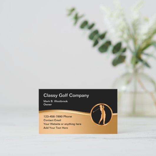 Classy golfthema Moderne Visitekaartjes (Staand voorkant)