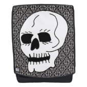Classy Gothic White Skull op Black White Damask Rugtassen (Voorkant)