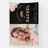 Classy Goud Bloemen Afstuderen Afstudeerfeest Spandoek (Verticaal)