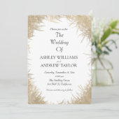 Classy Goud Gras Elegant Wit Bruiloft Kaart (Staand voorkant)