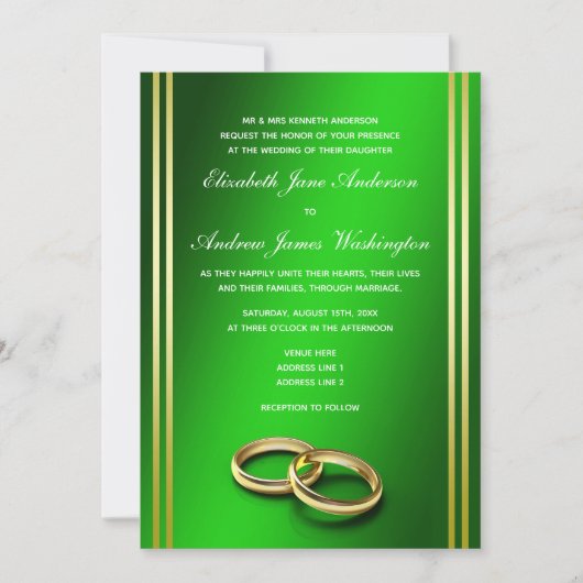 Classy Goud & Groen, Trouwringen Trouwen Kaart (Voorkant)