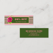 Classy Goud Lijst Roze Roze Strepen Korting Mini Visitekaartje (Voorkant / Achterkant)