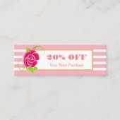 Classy Goud Lijst Roze Roze Strepen Korting Mini Visitekaartje (Voorkant)