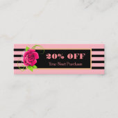 Classy Goud Lijst Roze Roze Strepen Korting Mini Visitekaartje (Voorkant)
