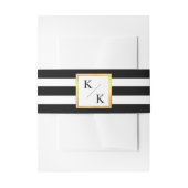 Classy Goud Lijst Zwart Wit Strepen Bruiloft Uitnodigingen Wikkel (Voorkant Voorbeeld)