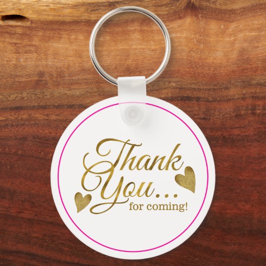 Classy Goud Roze 100ste Verjaardag Dank u Favor Sleutelhanger (Achterkant)