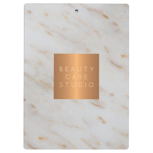 Classy goud staal koper metallic grijs marmer klembord (Achterkant)