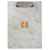 Classy goud staal koper metallic grijs marmer klembord (Voorkant)