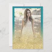 Classy Goud Turquoise Glitter Foto Zoet 16 Kaart (Achterkant)