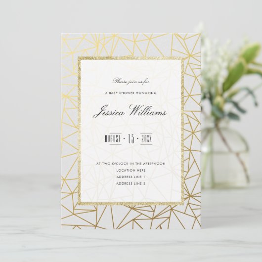 Classy Goud & Wit Baby shower Kaart (Staand voorkant)