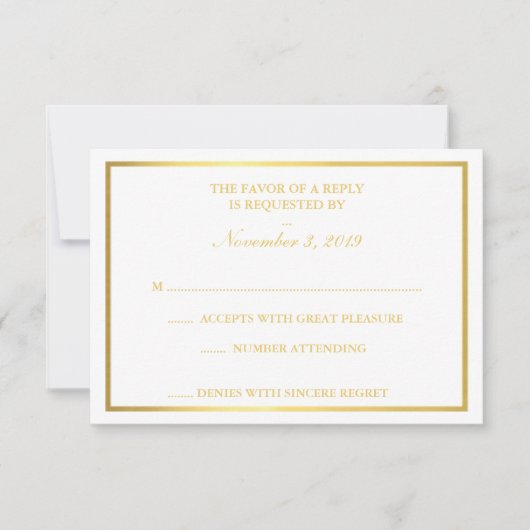 Classy Goud Wit RSVP (Voorkant)