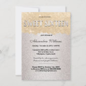 Classy Goud Zilver Brushstrokes Glitter Sweet 16 Kaart (Voorkant)