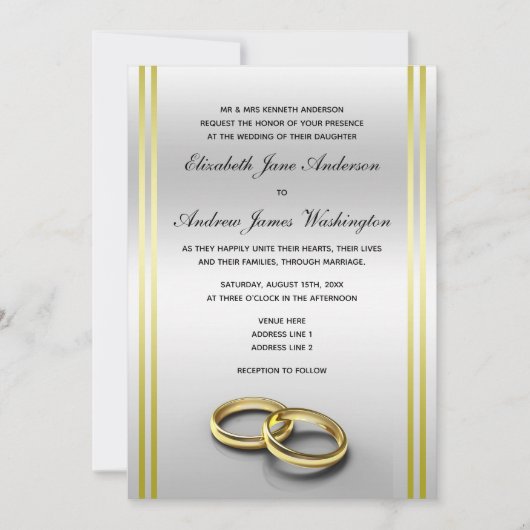 Classy Goud & Zilver, Trouwringen Trouwen Kaart (Voorkant)