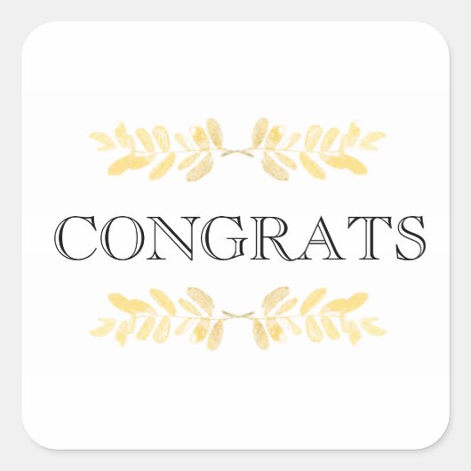 Classy gouden bladeren - minimalistisch vierkante sticker (Voorkant)