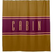 Classy Gouden Bruin Bourgogne Strepen Cabine Tekst Douchegordijn (Voorkant)