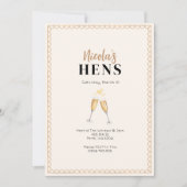 Classy gouden champagne hennen feestuitnodiging kaart (Voorkant)