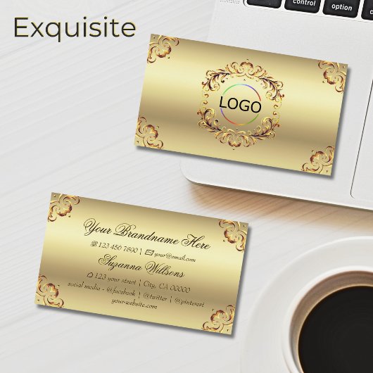 Classy Gouden  Decor met Logo weelderig Visitekaartje