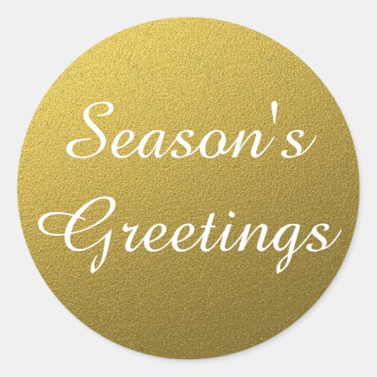 Classy Gouden Folie Seizoenen Groeten Kerstmis Ronde Sticker (Voorkant)