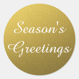 Classy Gouden Folie Seizoenen Groeten Kerstmis Ronde Sticker